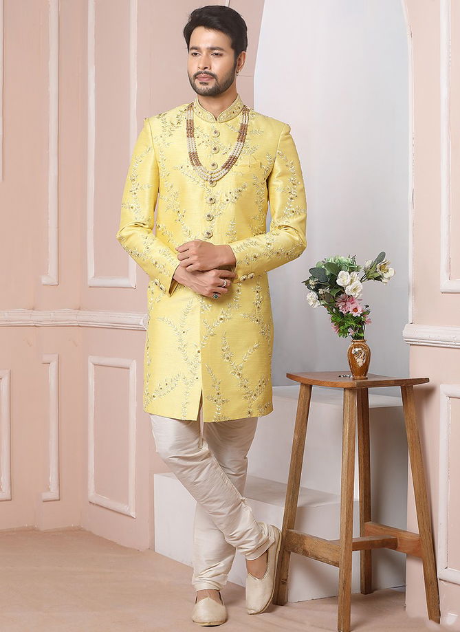 Ethnic Wear Banarasi Silk Wholesale Sherwani Collection